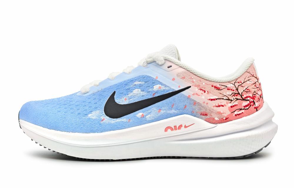 Nike Air Winflo 10 Cushioned Slip-Resistant Low-Top Running Shoes Women's Blue Pink