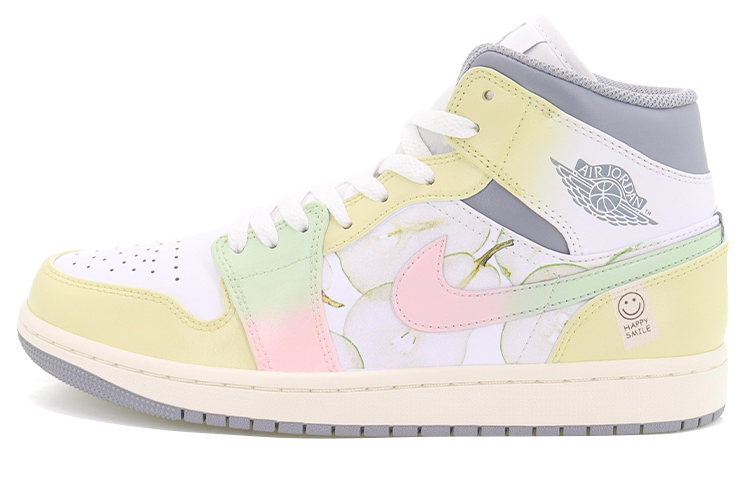 Jordan Air Jordan 1 Mid High-Top Vintage Basketball Shoes Men's White Gray