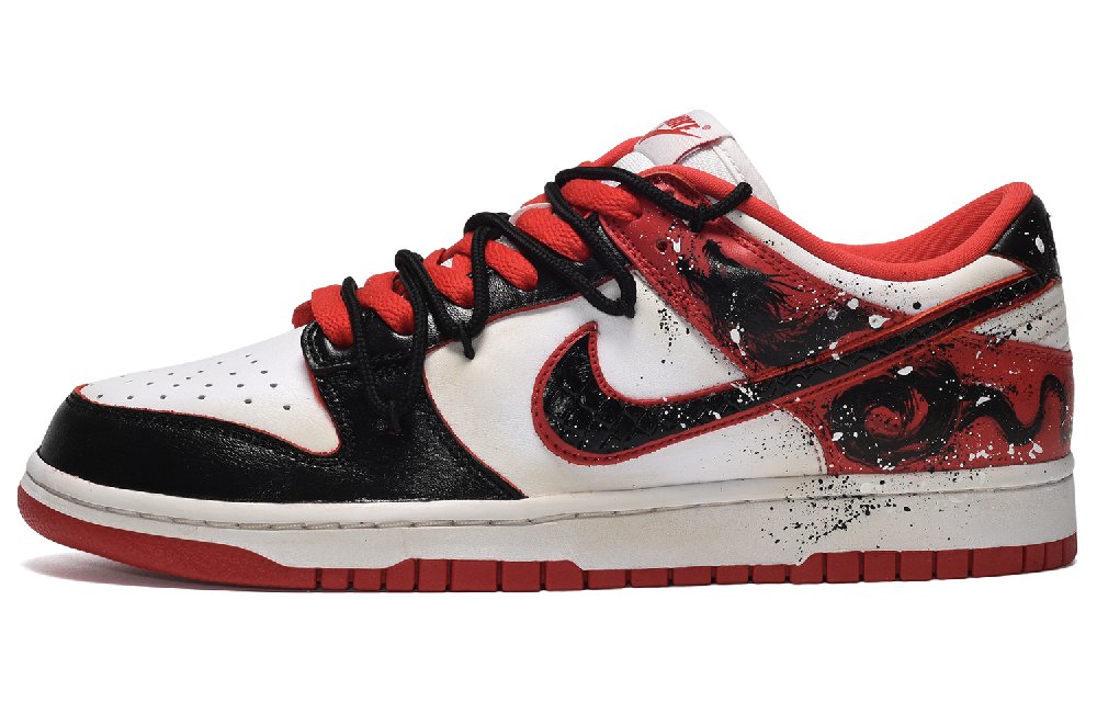 Nike Dunk CUS ID CNY Chinese Style Ink Wash Dragon Low-Top Skateboard Shoes Unisex White Black Red