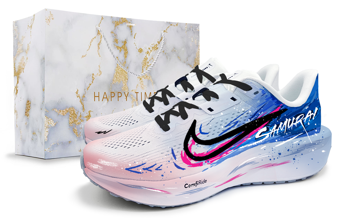 Nike Quest 6 Cushioning And Breathable Low top Running Shoes Unisex Blue Pink