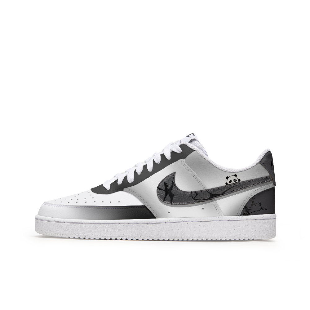 Nike Court Vision 1 Free Panda Little Bear Treasure Anti-Slip Wear-Resistant Low-Top Skateboard Shoes Men's Black White
