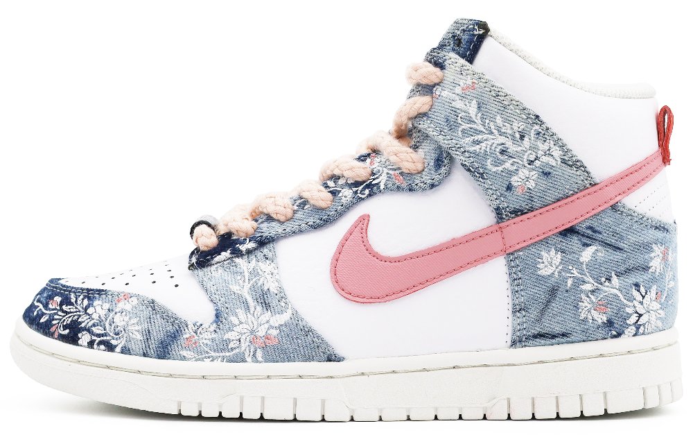 Nike Dunk High Anti-Slip And Wear-Resistant Lightweight High-Top Skateboard Shoes Women's White Blue