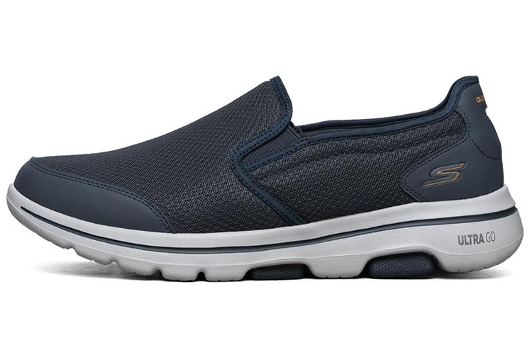 Skechers Go Walk 5 Cushioned Anti-Slip And Wear-Resistant Lightweight Low-Top Casual Shoes Men's Dark Blue White