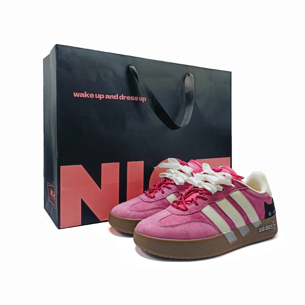 Adidas BARREDA DECODE Pink Cat Playful Abrasion Resistant Low top German Army Trainers Unisex Pink