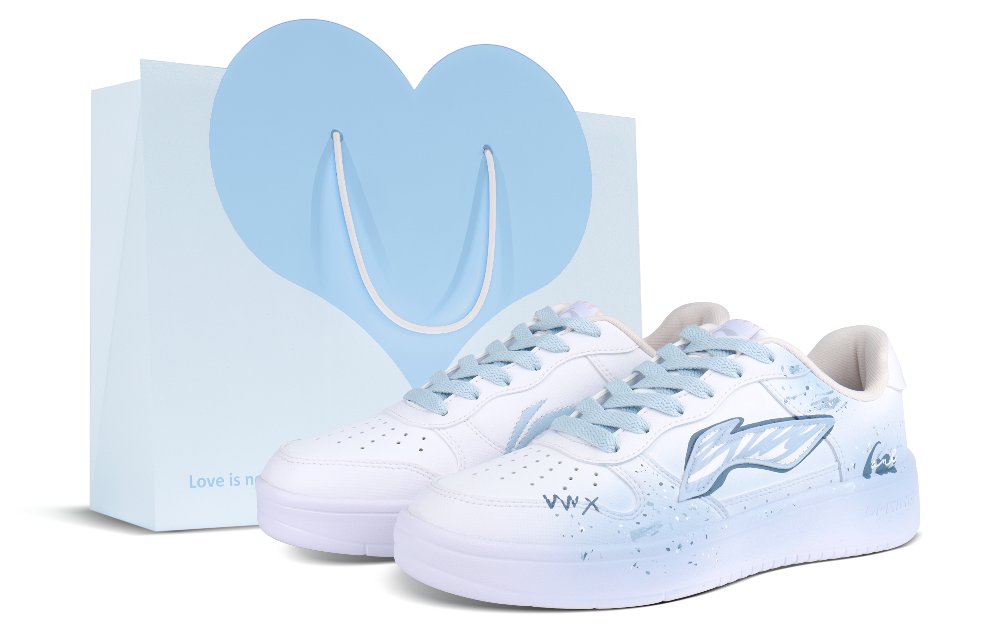 LiNing Pontoon Boats Slip Resistant Lightweight Height Increasing Low Top Skateboard Shoes Unisex Blue White
