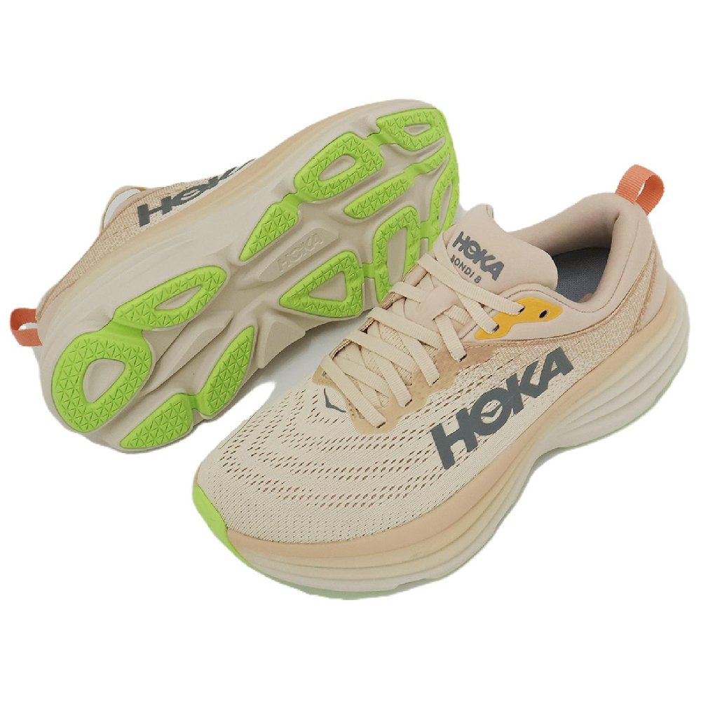 HOKA ONE ONE Bondi 8 Anti Slip Wear Resistant Low Top Casual Running Shoes Women's Light Yellow