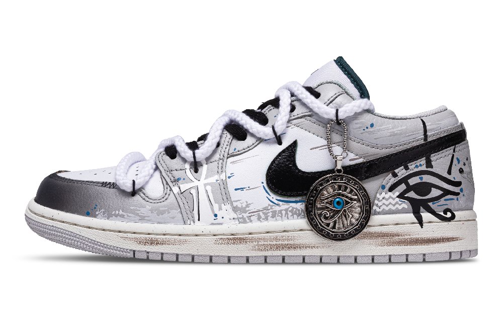 Jordan Air Jordan 1 Abrasion Resistant Low Top Vintage Basketball Shoes Men's Gray White