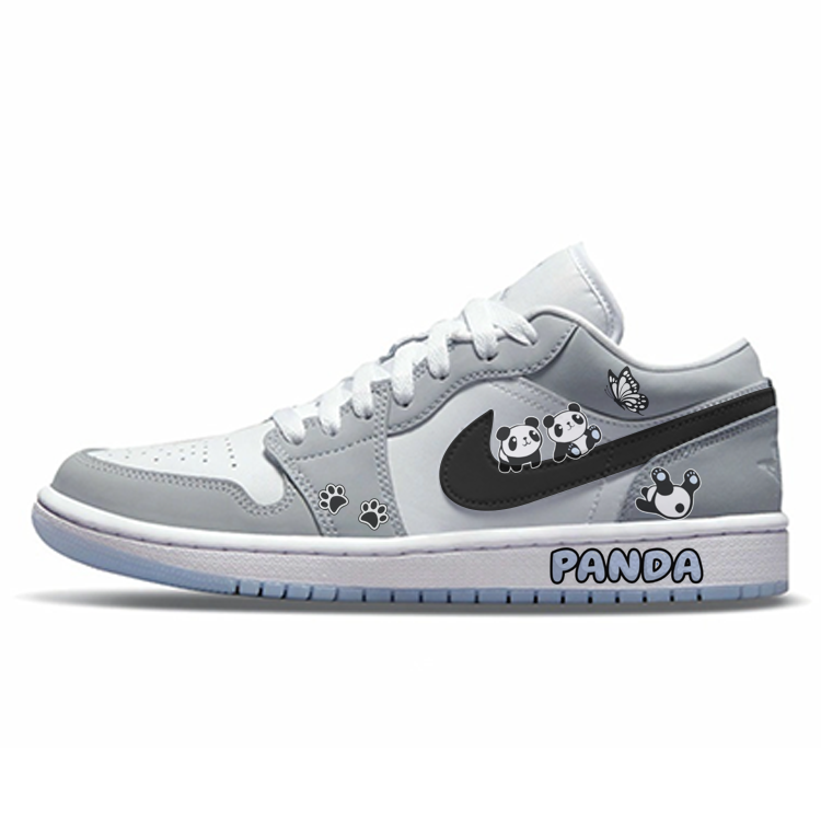 Jordan Air Jordan 1 Childlike Fun Cushioning Abrasion Resistant Breathable Low Top Skateboard Shoes Women's Gray White