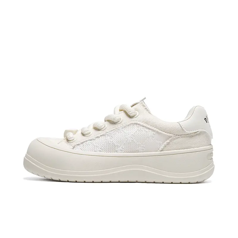 Dickies Anti-Slip Wear-Resistant Breathable Lightweight Warm Height Increasing Low-Top Canvas Shoes Women's Ecru