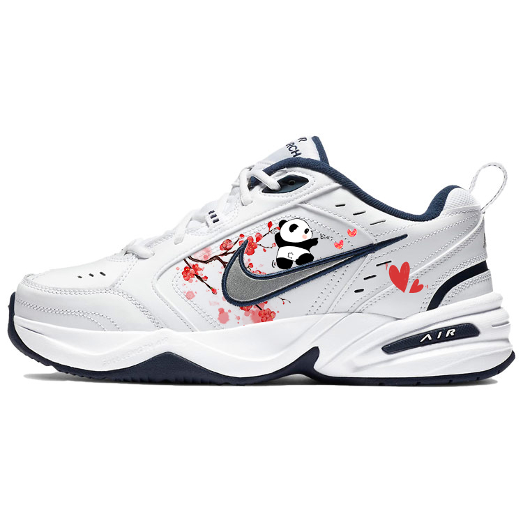 Nike Air Monarch 4 Anti-Slip Wear-Resistant Low-Top Chunky Sneakers Unisex Gray White