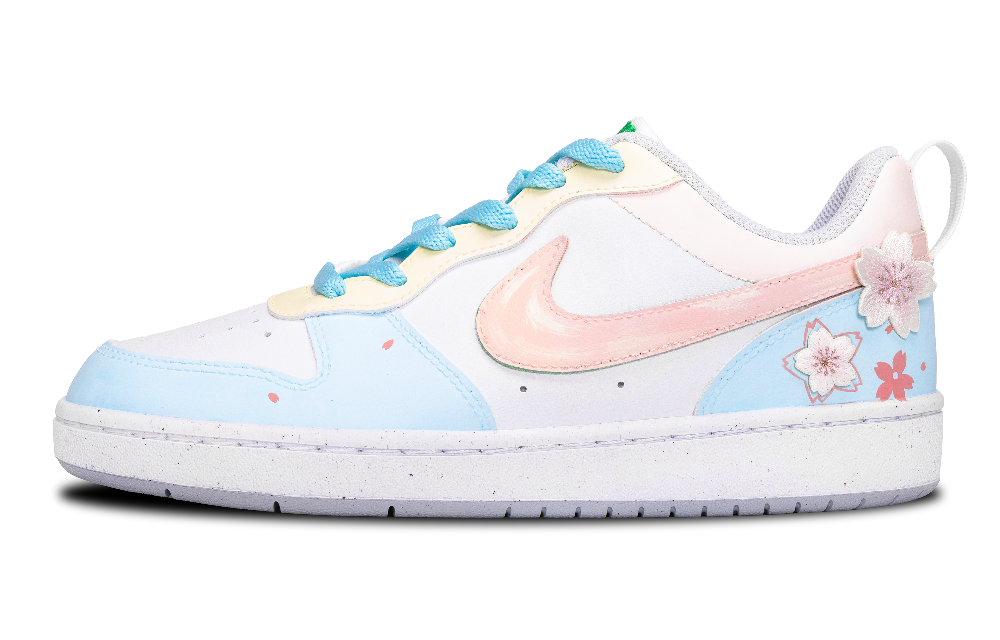 Nike Court Borough Slip Resistant, Abrasion Resistant, Waterproof Low Top Skateboard Shoes GS Blue Pink White