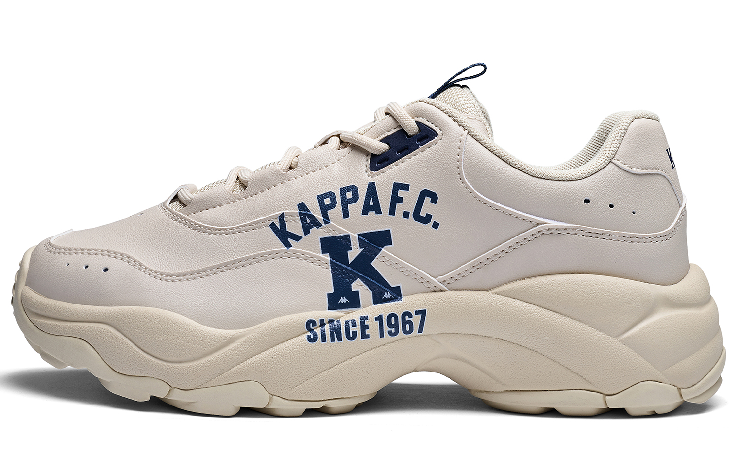 Kappa Anti-Slip Wear-Resistant Low-Top Chunky Sneakers Unisex Beige Yellow