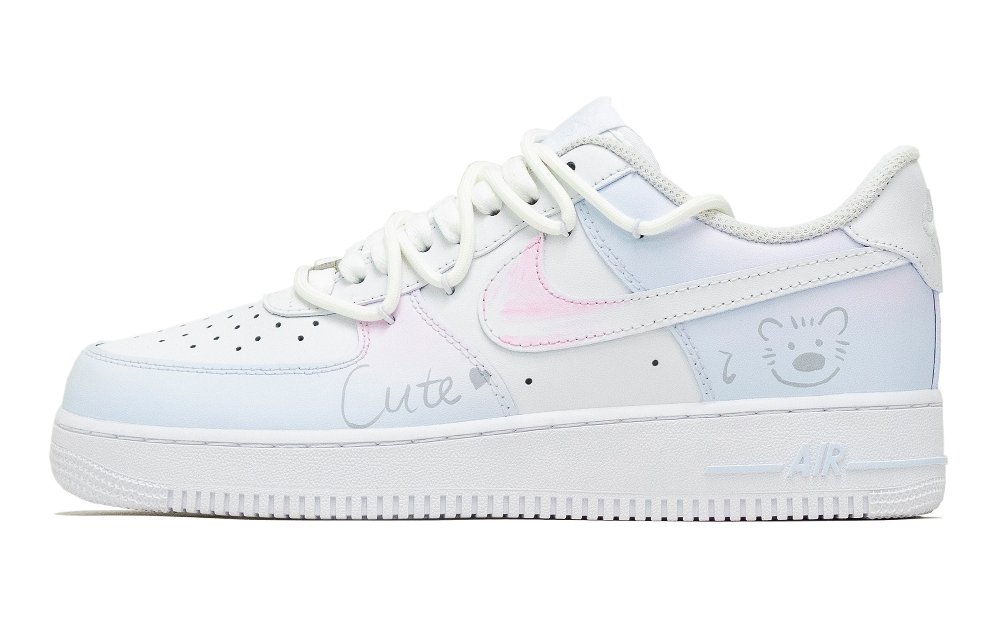 Nike Air Force 1 Air Force 1, Adorable Puppy Anti Slip Wear Resistant Low Top Skateboard Shoes Men's Light Blue