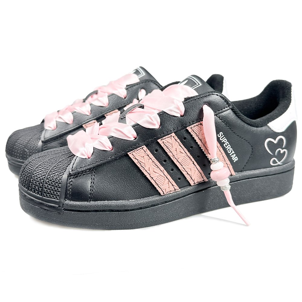 Adidas Originals Superstar 2 Low Top Skateboard Shoes Women's Black Pink