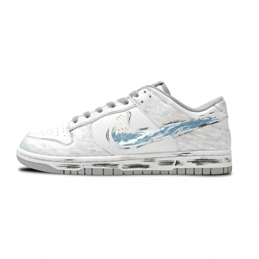 Nike Dunk Moonlit Ripple Abrasion Resistant Low top Skateboard Shoes Unisex White Blue