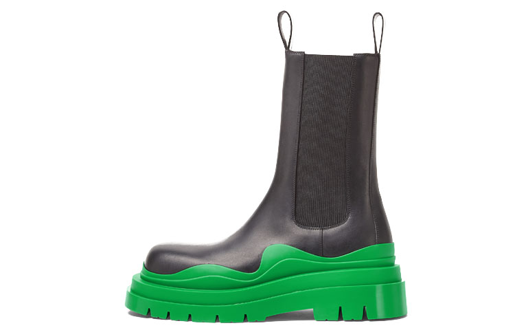 Bottega Veneta Tire BV Crew Chelsea Boots 5.5cm Men's Black Grass Green