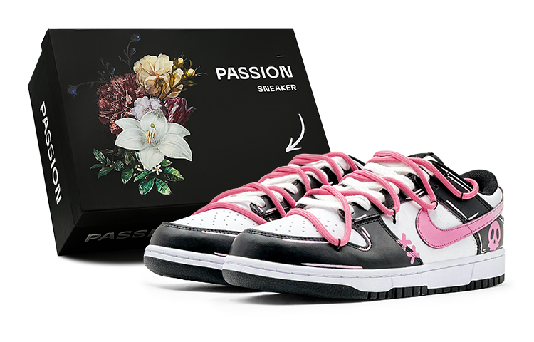 Nike Dunk Low Low-Top Skateboard Shoes Women's Black White Pink