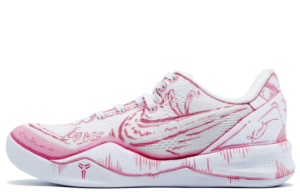Nike Kobe 8 Kobe 8 Shock Absorbers Low Top Basketball Shoes Unisex Pink White