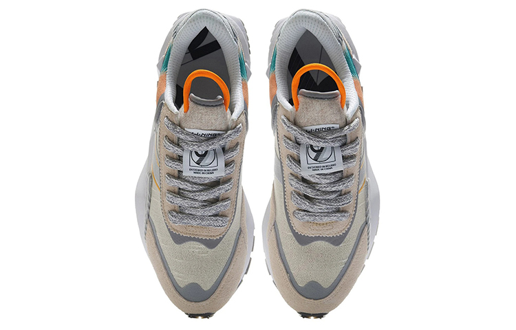 LiNing Cushioning Anti-Slip Wear-Resistant Breathability Low-Top Running Shoes Men's Snow Gray Color