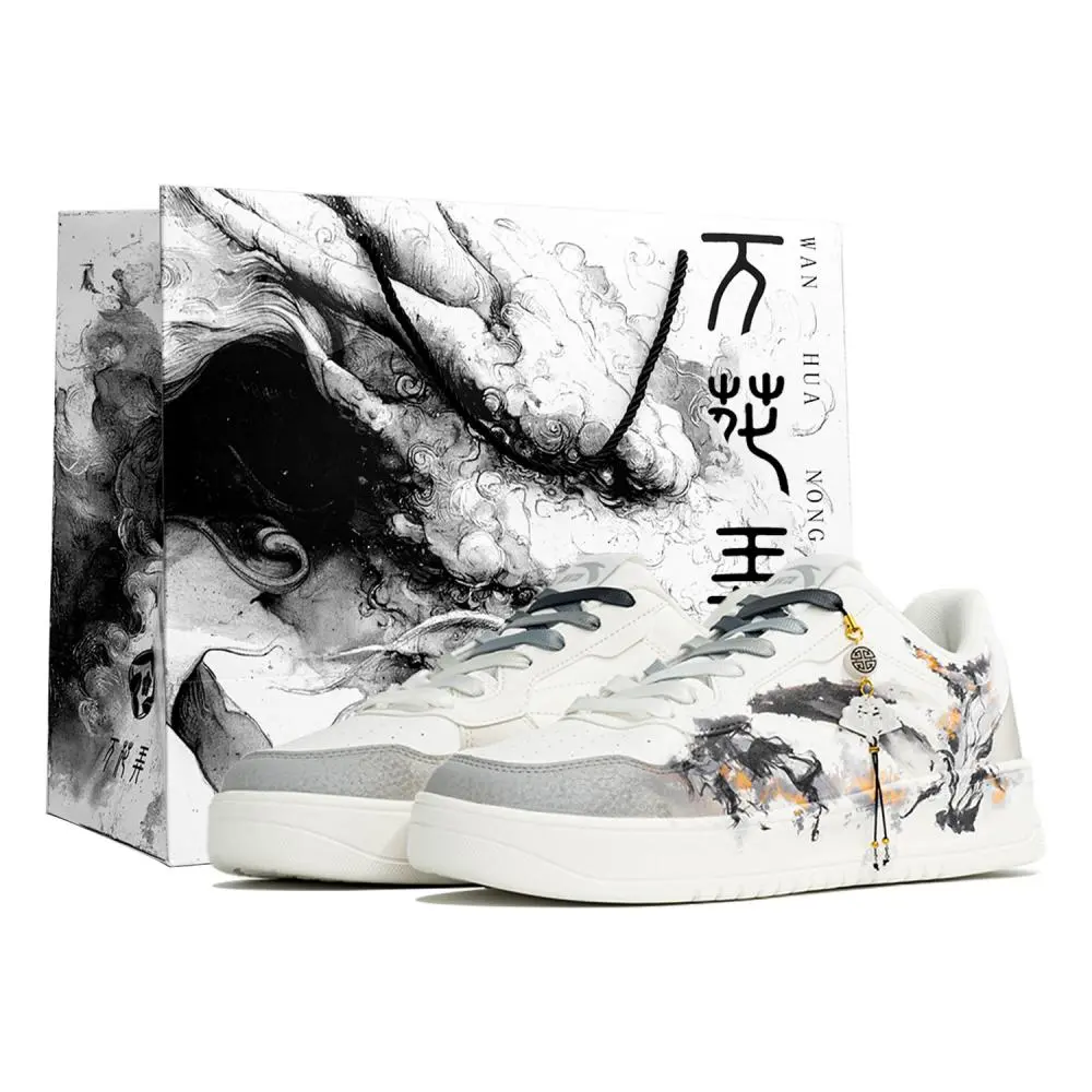 Anta Relaxed Slip Resistant Abrasion Resistant Low top Skateboard Shoes Unisex White Black Gray