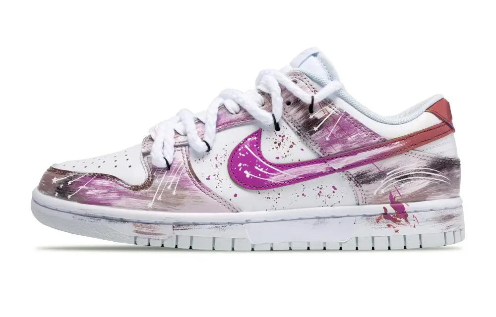 Nike Dunk Anti-Slip Wear-Resistant Low-Top Skateboard Shoes Unisex Purple White