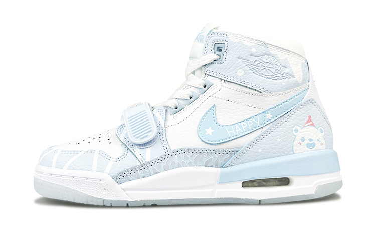 Jordan Legacy 312 Cushioning Wear-Resistant Mid-Top Vintage Basketball Shoes Women's Blue White