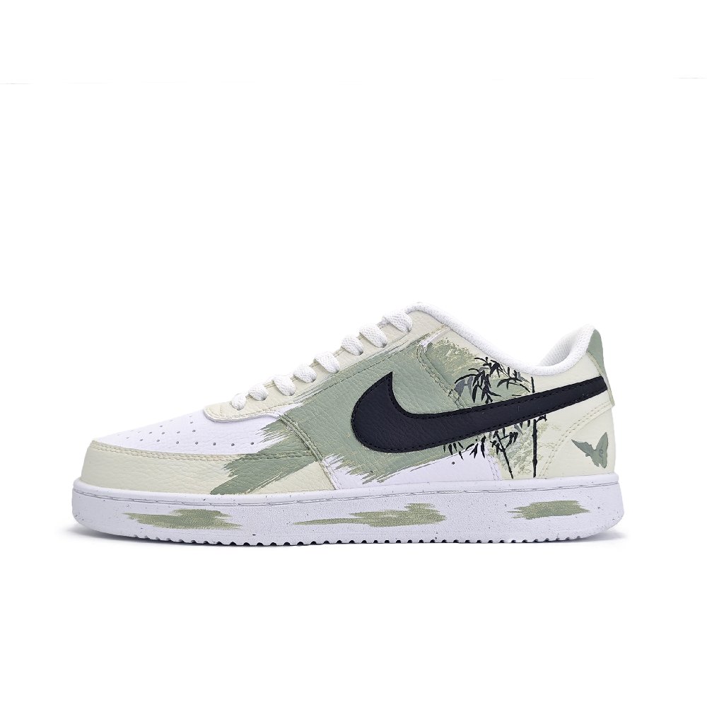Nike Court Vision Low Jiangnan Camellia Abrasion-Resistant Low-Top Skateboard Shoes Unisex White Green Black