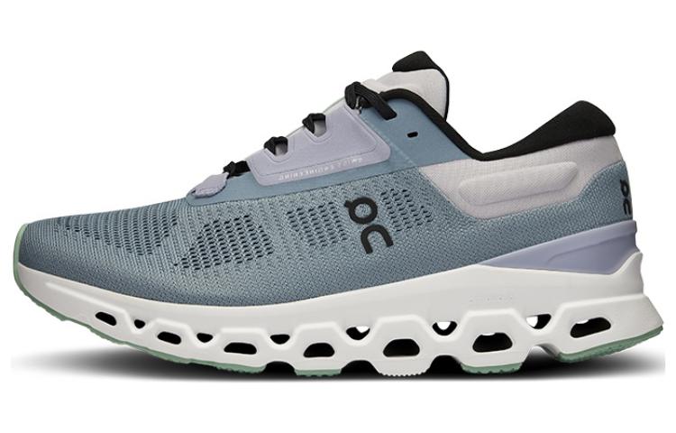On Cloudstratus 3 Cushioning Low-Top Running Shoes Women's Gray Blue