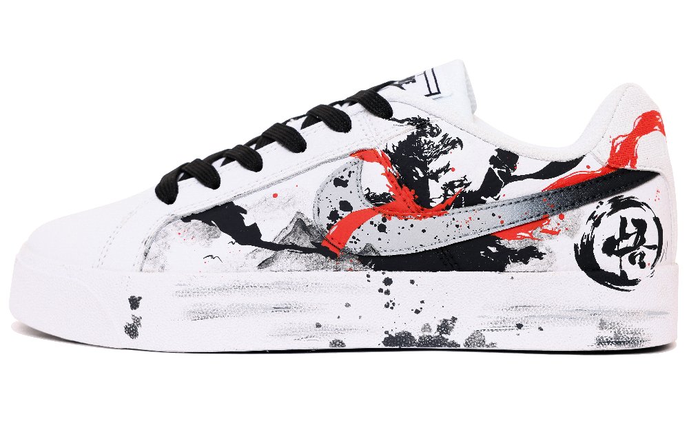 Nike Court Royale Face Destiny Anti-Slip Wear-Resistant Low-Top Skateboard Shoes Unisex Black White