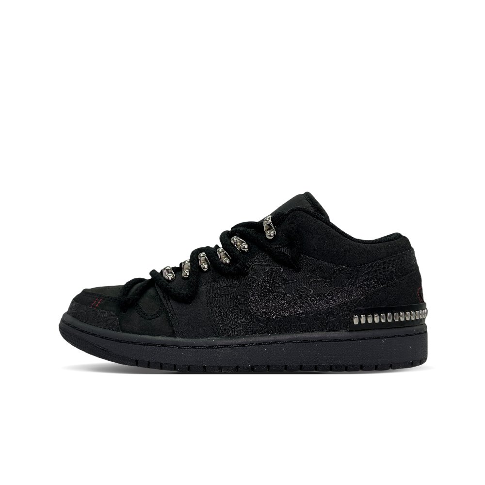 Jordan Air Jordan 1 Anti-Slip And Wear-Resistant Water-Resistant Low-Top Vintage Basketball Shoes Men's Black Gray