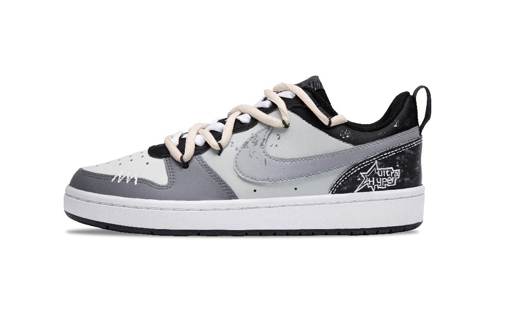 Nike Court Borough 2 Cool Street Non-slip Lightweight Low-Top Skateboard Shoes GS Gray Black