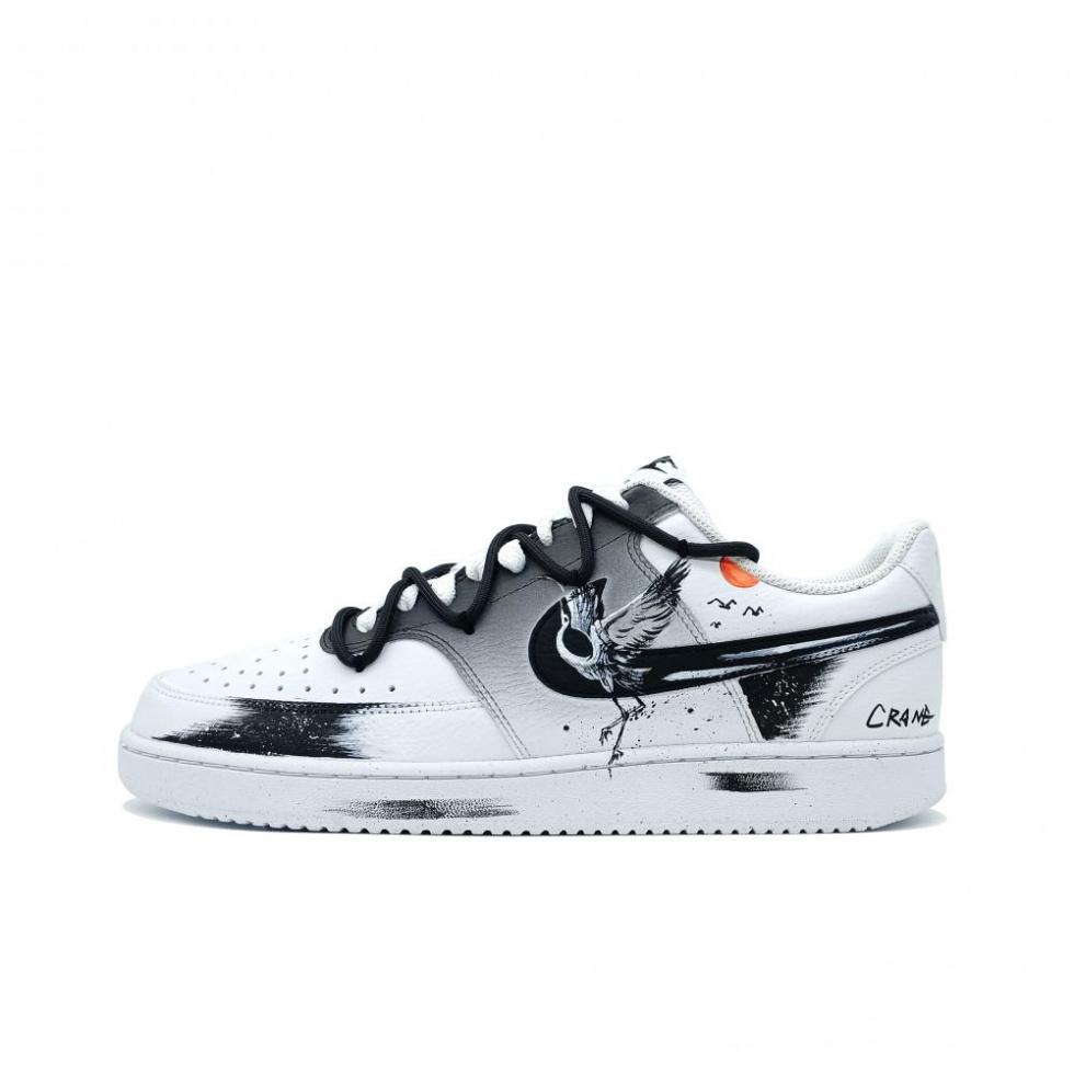 Nike Court Vision 1 Low-Top Skateboard Shoes Men's Black White