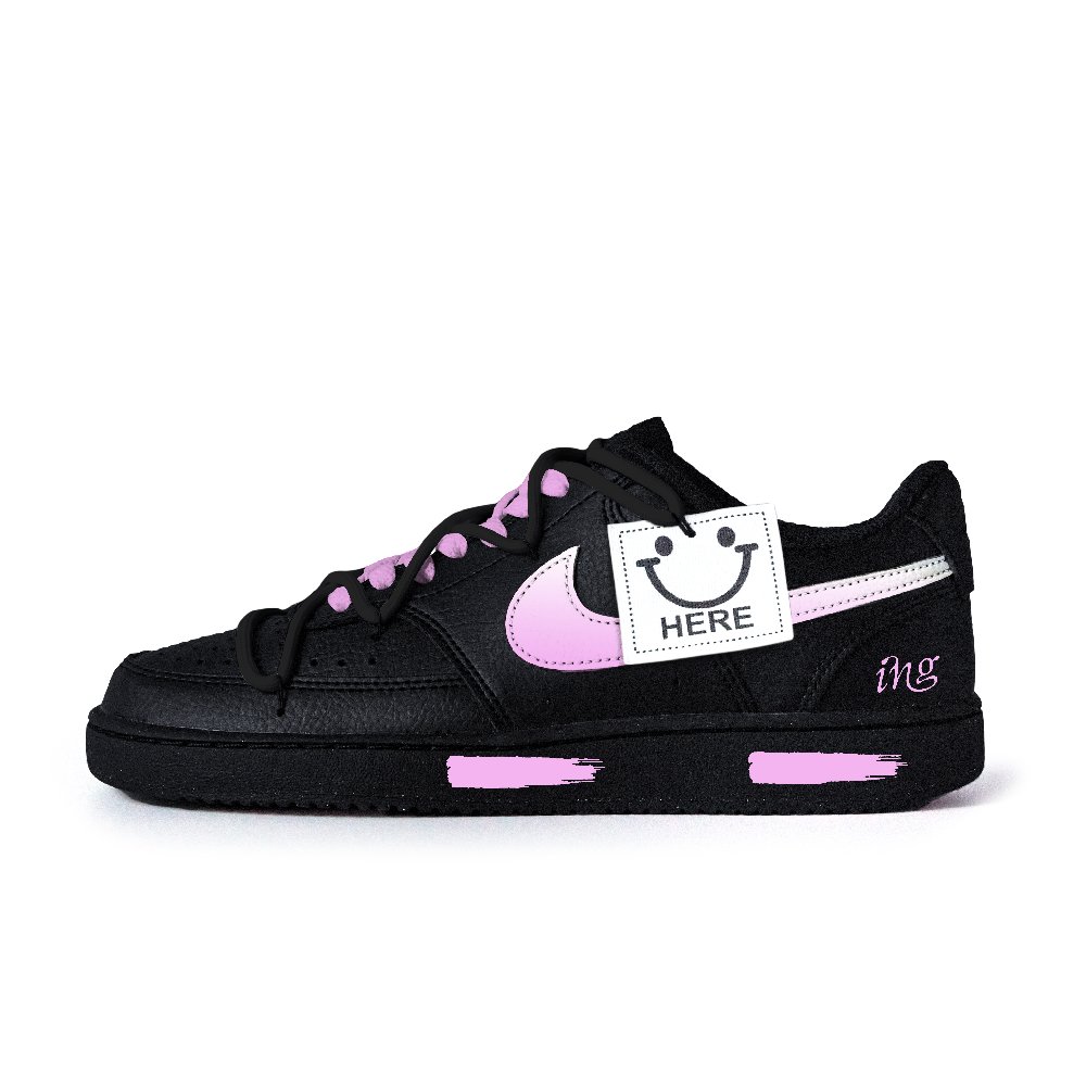 Nike Court Vision Anti Slip Wear Resistant Low Top Skateboard Shoes Unisex Black Pink
