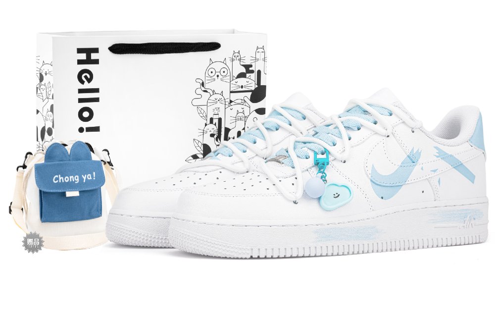 Nike Air Force 1 Low Top Skateboard Shoes Unisex Blue White