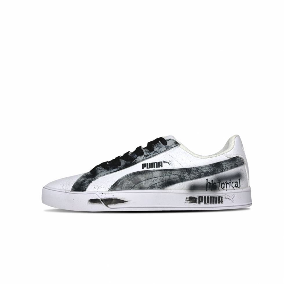 PUMA Smash Vulc Skateboard Shoes Unisex Low-Top Black White Gray