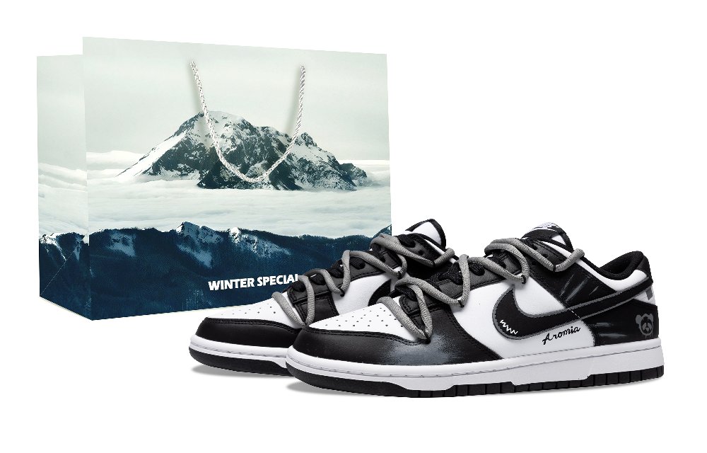 Nike Dunk Anti-Slip Wear-Resistant Low-Top Skateboard Shoes Unisex White Black