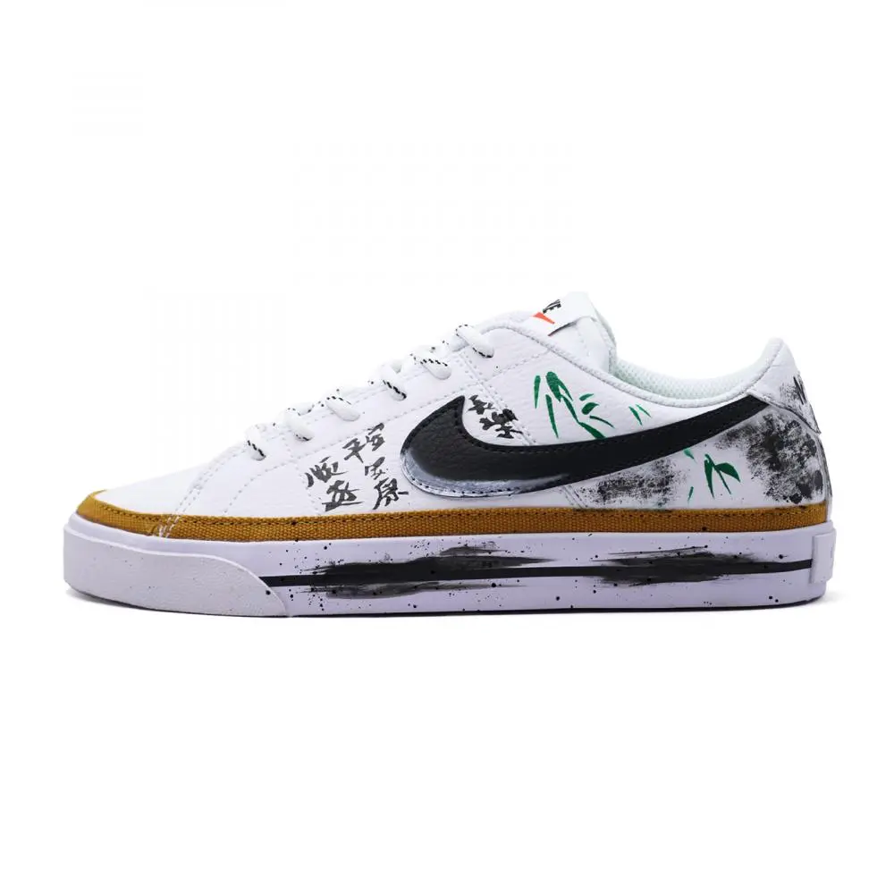 Nike Court Legacy Longle Peaceful Wear resistant And Lightweight Low top Skateboard Shoes Unisex Black White