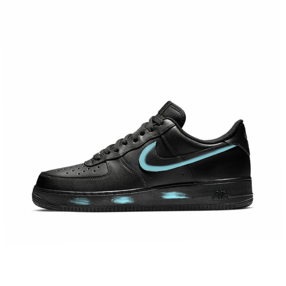 Nike Air Force 1 Slip Resistant Cushioning Abrasion Resistant Low Top Skateboard Shoes Unisex Black
