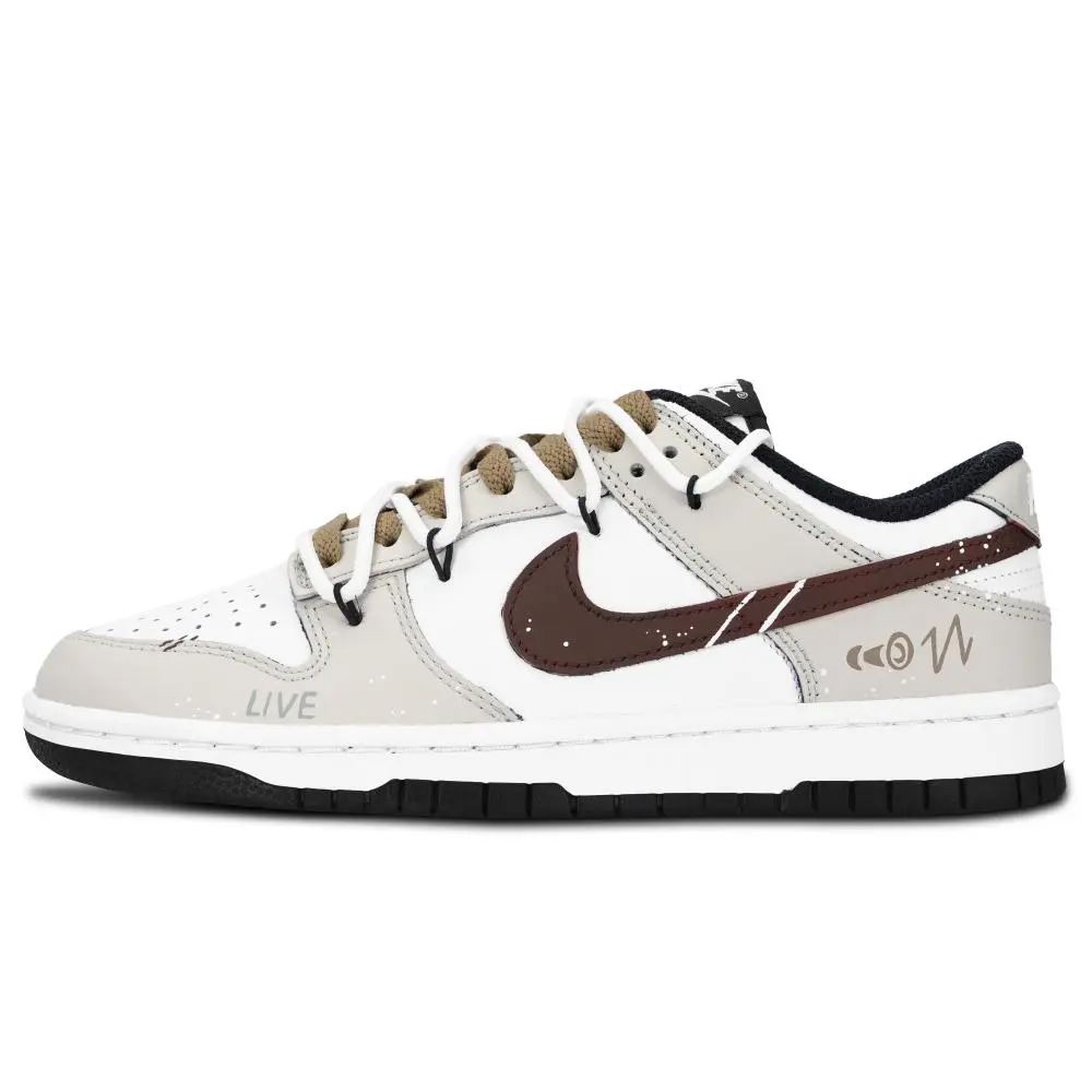 Nike Dunk Black White, American Broadcasting Abrasion Resistant Low top Skateboard Shoes Unisex Beige