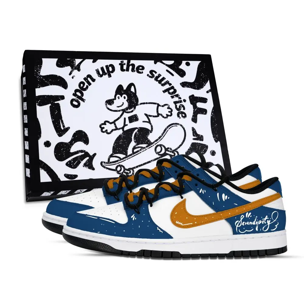 Nike Dunk Unexpected Encounter Abrasion Resistant Low top Skateboard Shoes Unisex Blue Orange White