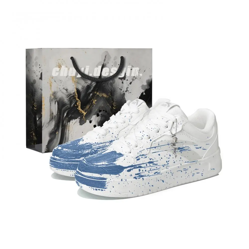 Anta Relaxed Abrasion Resistant Shock Absorbers Low top Skateboard Shoes Unisex White Blue