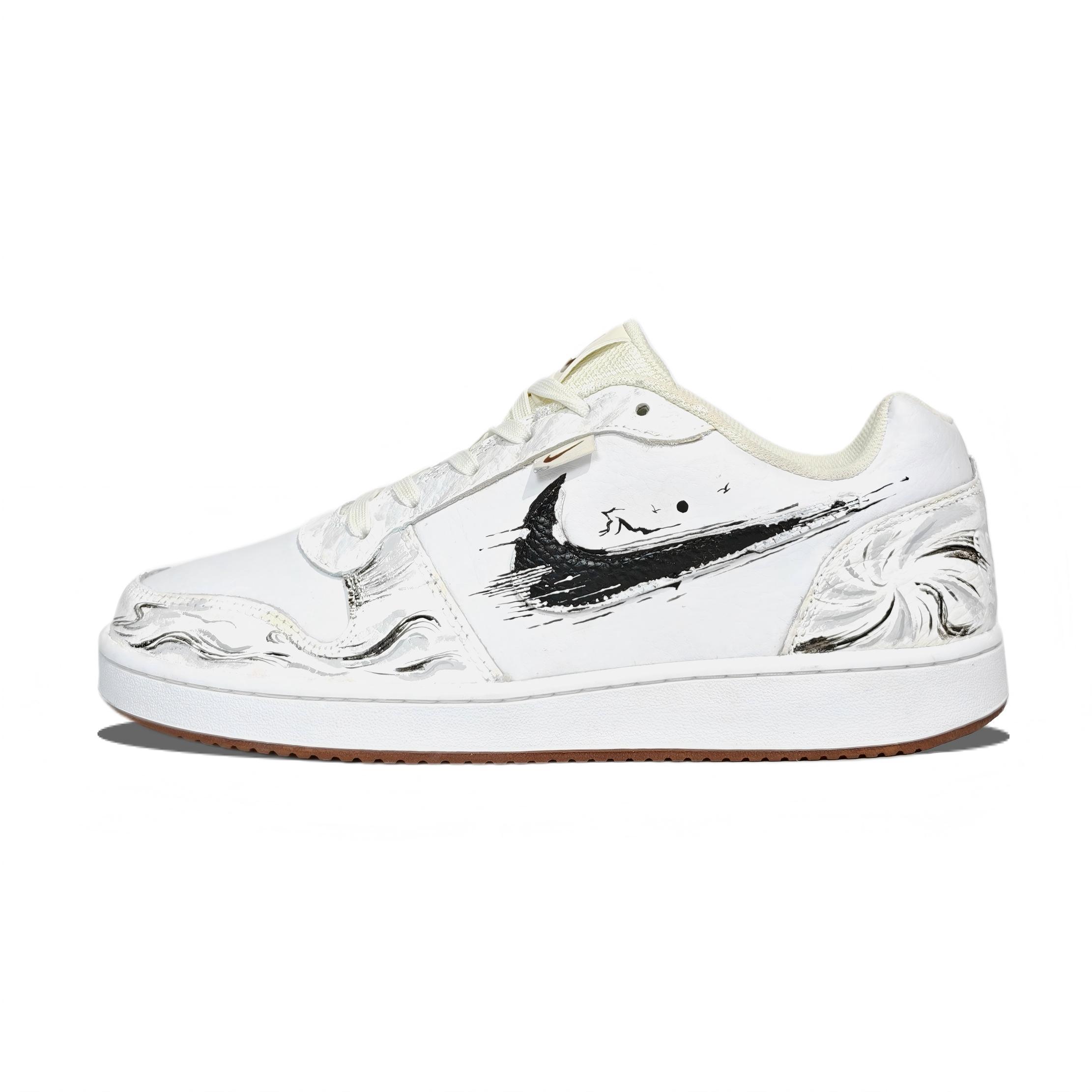 Nike EBERNON Luoxia Is Lonely Abrasion Resistant Low top Skateboard Shoes Men's White Gray