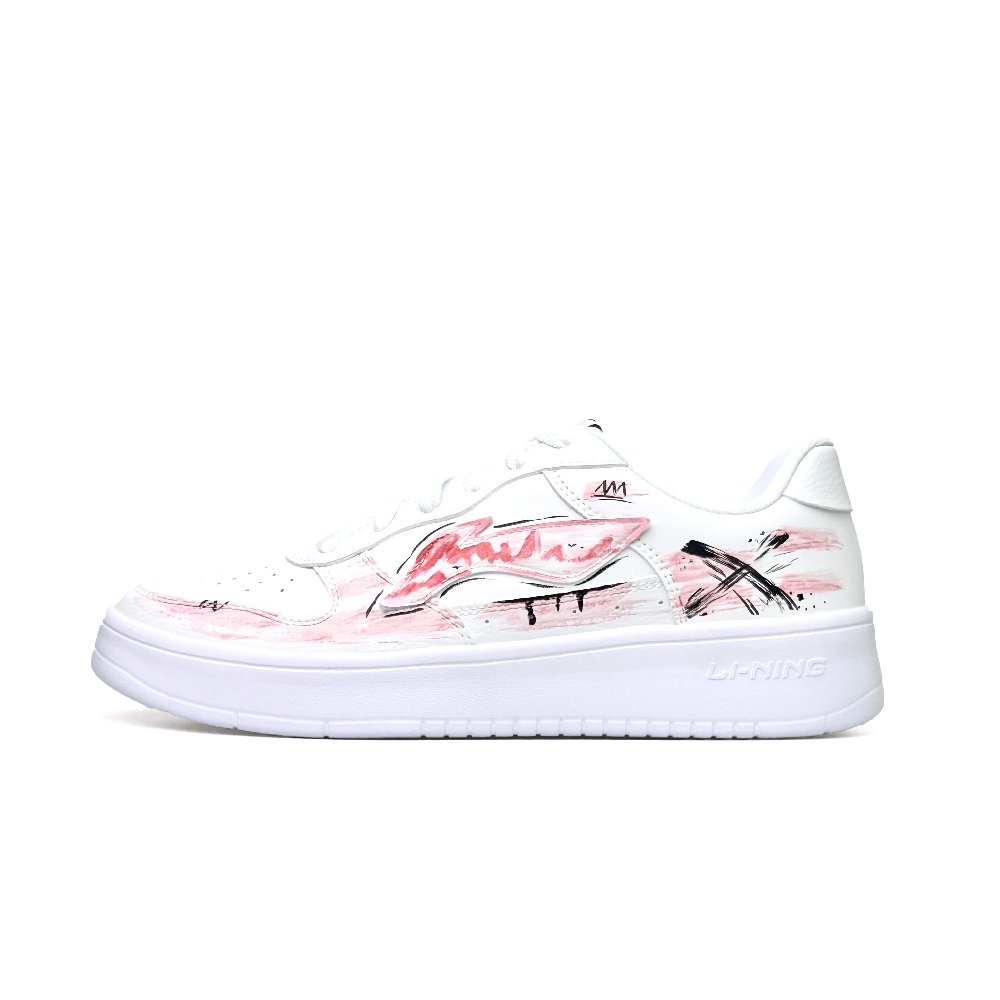 LiNing Pontoon Boats Lightweight, Breathable, And Slip Resistant Low Top Skateboard Shoes Unisex White Pink