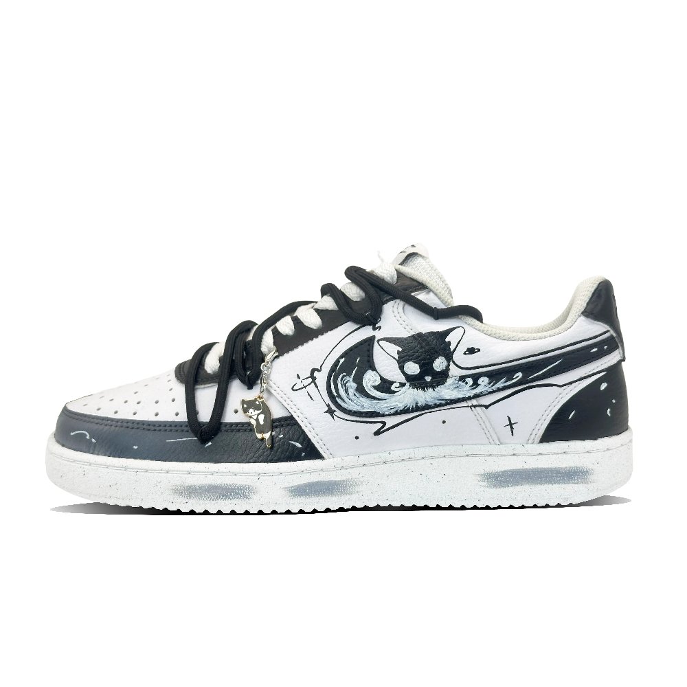 Nike Court Vision 1 Schrödinger's Cat Anti-Slip Wear-Resistant Low-Top Skateboard Shoes Men's Black White