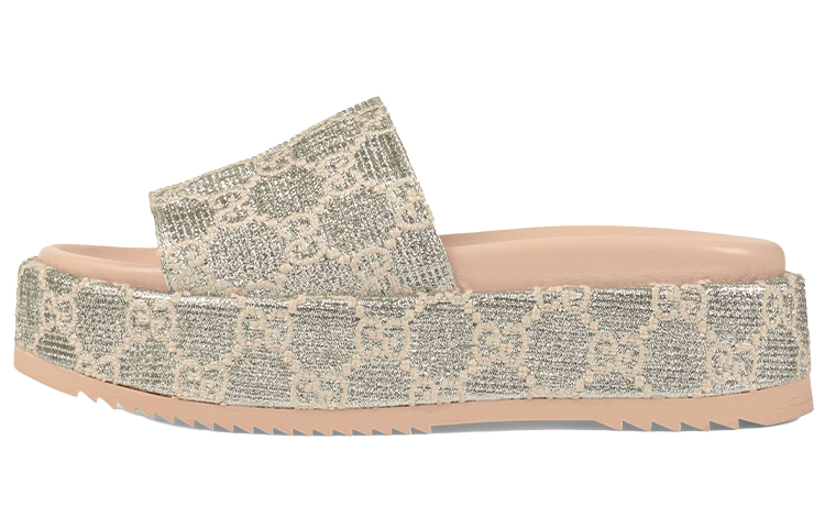 GUCCI Women's Gg Lame Slide Sandal 'Silver' Women's
