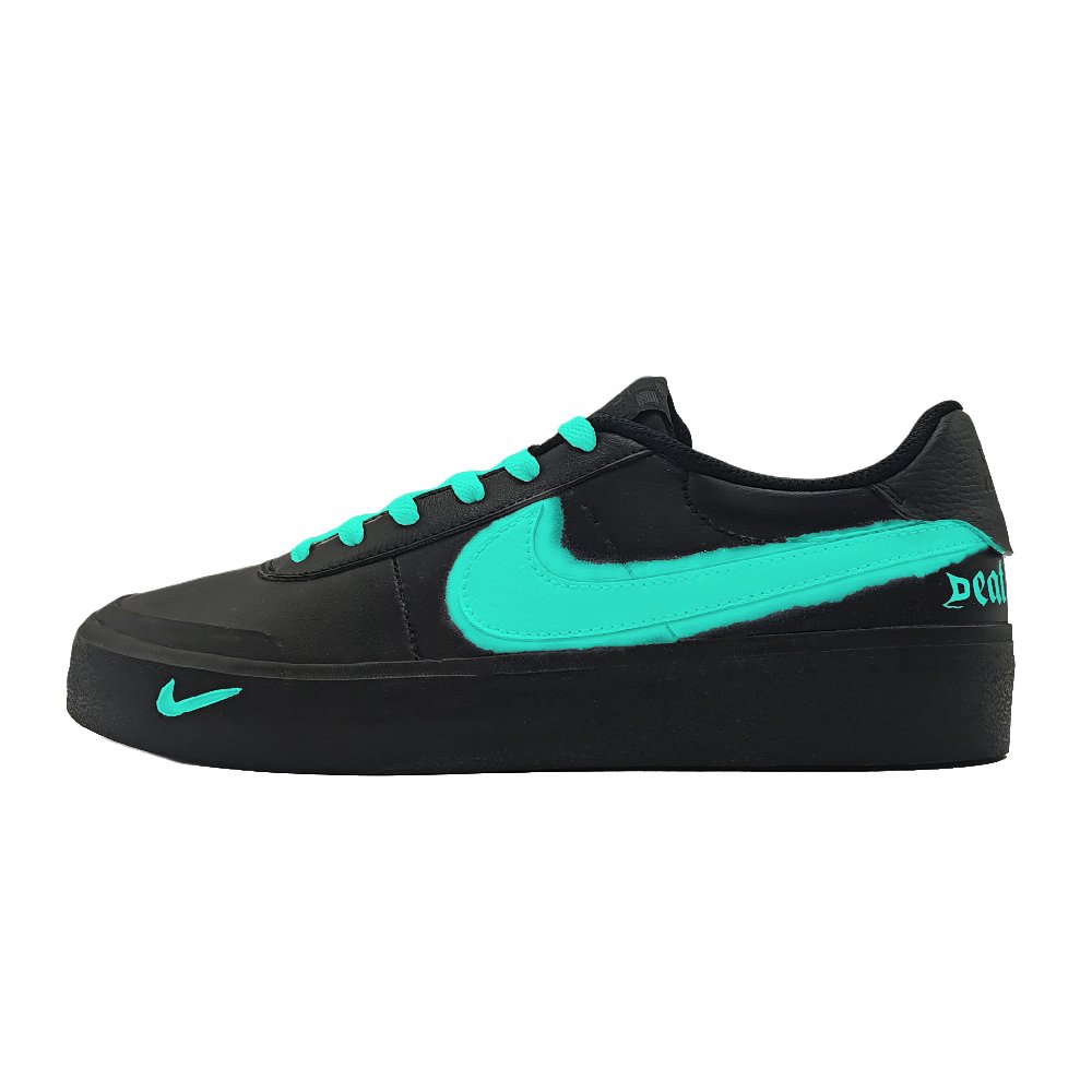Nike Court Shot Wear resistant And Lightweight Low Top Skateboard Shoes Unisex Black Cyan