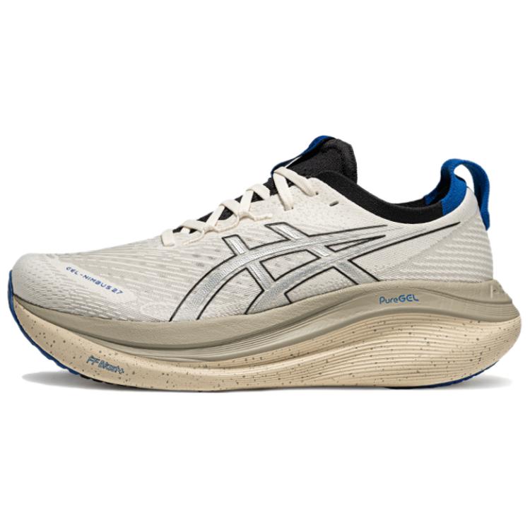 Asics GEL NIMBUS 27 Abrasion Resistant Breathable Low Top Casual Running Shoes Men's White Silver Gray