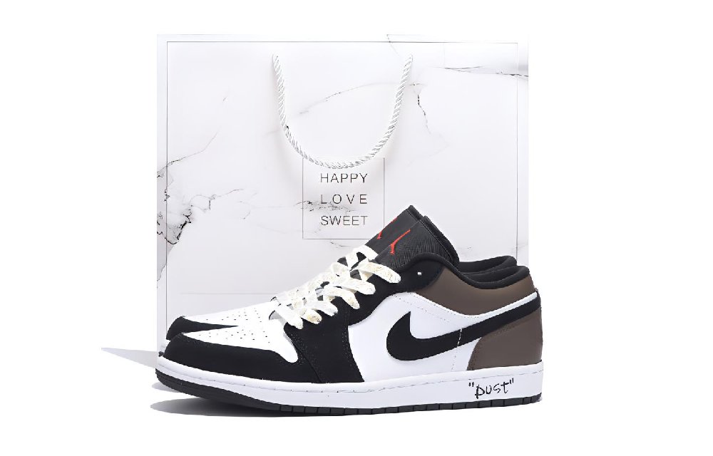 Jordan Air Jordan 1 Anti Slip Wear Resistant Low Top Vintage Basketball Shoes Unisex Black Brown