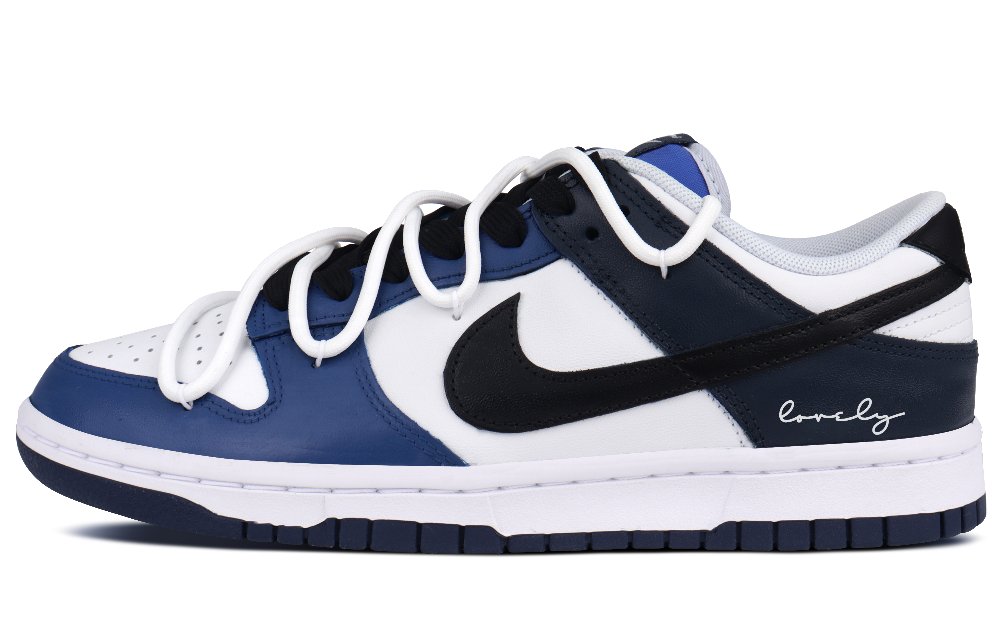 Nike Dunk Low-Top Skateboard Shoes Men Blue Black