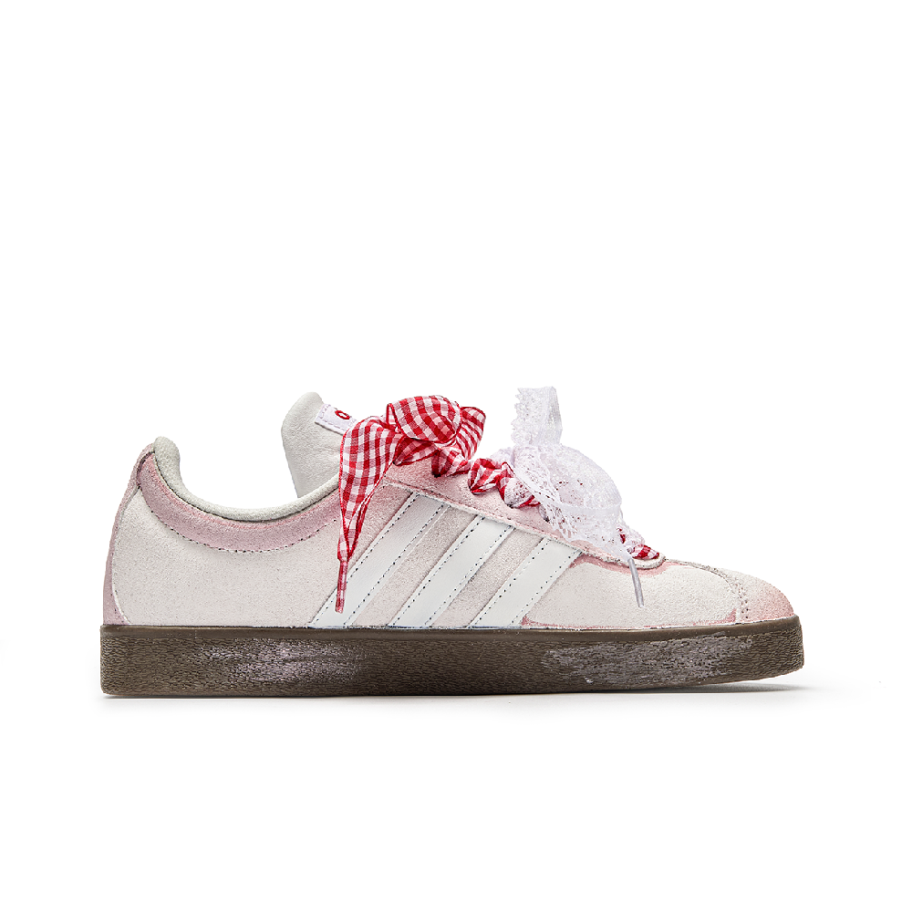 Adidas Neo VL Court Lifestyle Wu Jian, Pink Cherry Slip Resistant Low Top Skateboard Shoes Unisex Pink Brown